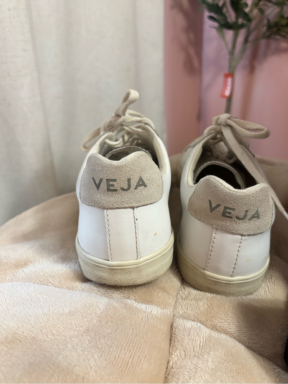 Veja Women's White Leather Low-Top Sneakers with Cream Sole - Picture 2 of 3